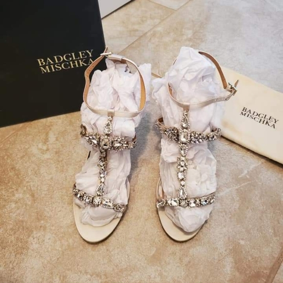 Badgley Mischka Melissa Embellished Wedges - Picture 4 of 7